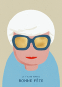 Mamie &agrave; lunettes dor&eacute;es, bonne f&ecirc;te !